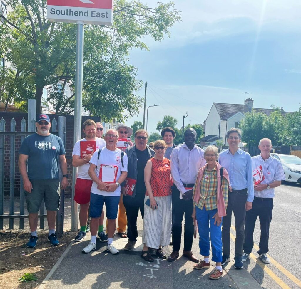 ed miliband joins bayo alaba on the campaign trail in southend east and rochford